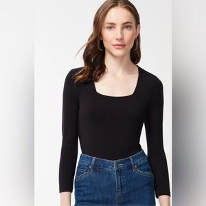 Chico’s Touch of Cool Square Neck 3/4 Sleeve Tee Size 3 (XL) Black NWT